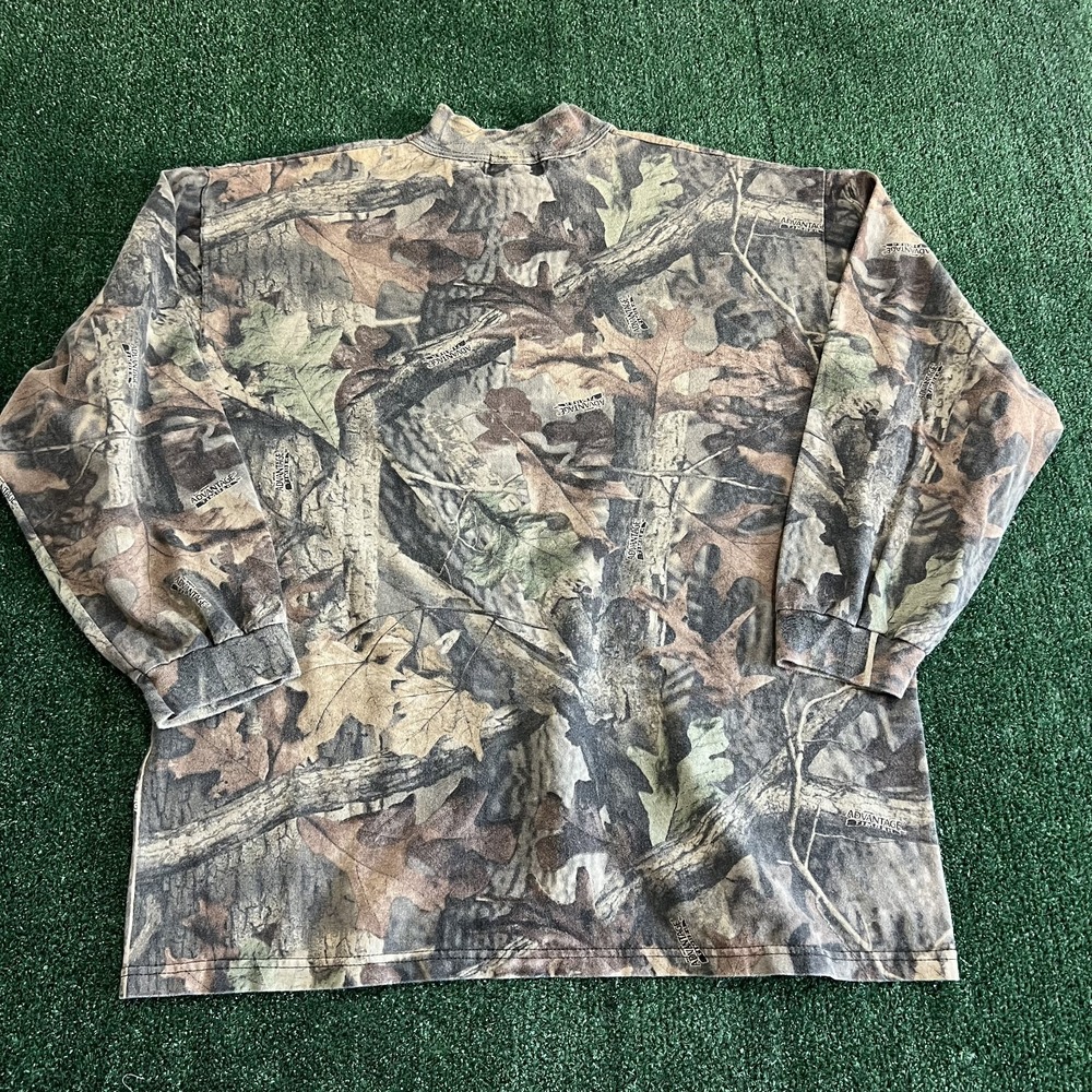 VTG Whitewater Outdoors Camouflage T-Shirt Mens 2XL Long Sleeve Realtree Timber